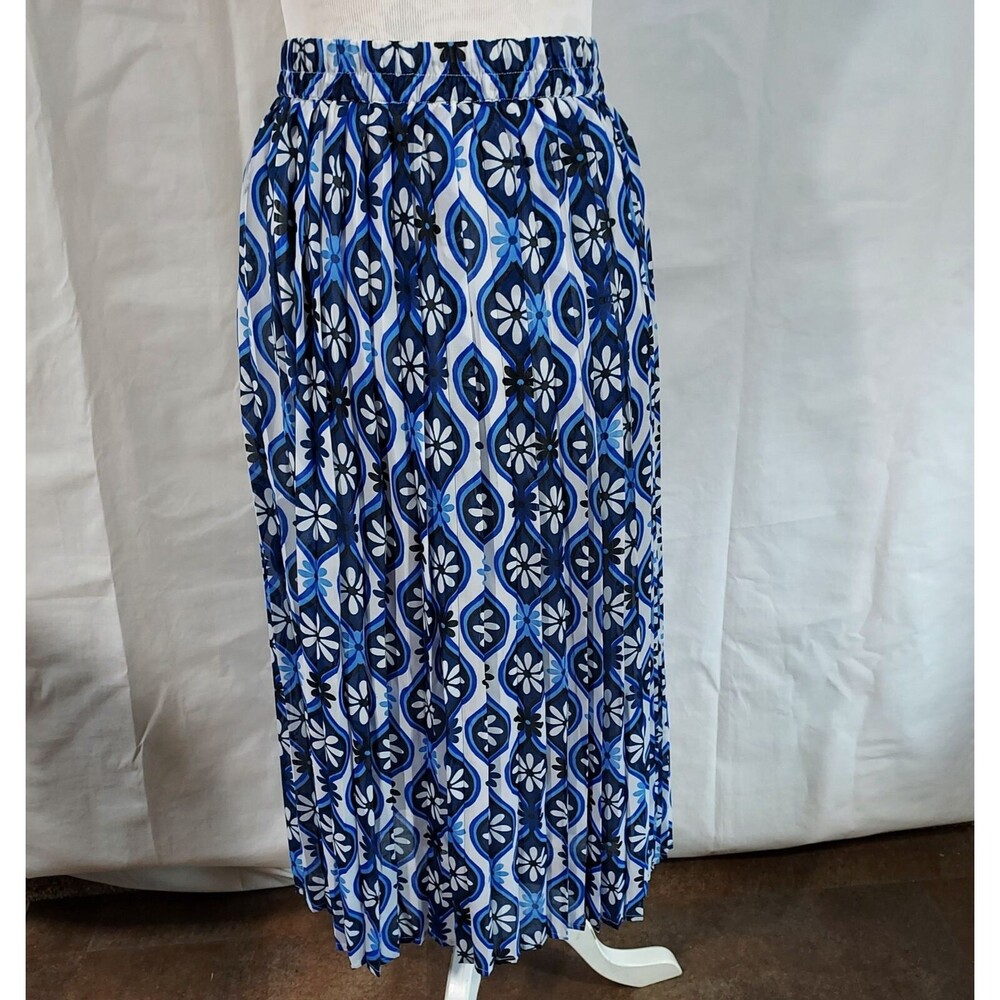 Her Destiny Chiffon Flowy Pleated Midi Skirt Size XL Feminine Elastic Waist - Picture 6 of 12